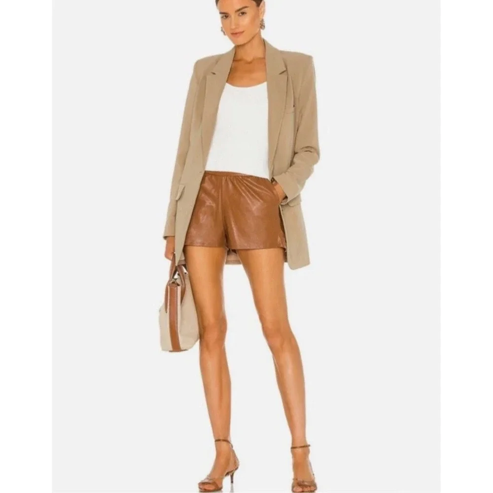 Commando Women's MEDIUM Cocoa Brown‎ Faux Leather Relaxed Shorts MADE IN USA🇺🇸